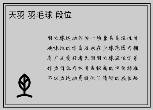天羽 羽毛球 段位